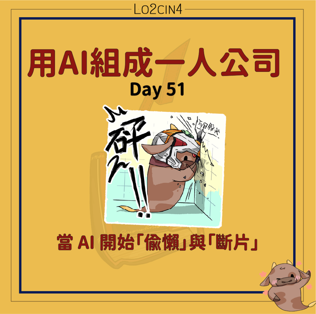 【A-05】【用 AI 組成一人公司 Day 51】當 AI 開始「偷懶」與「斷片」